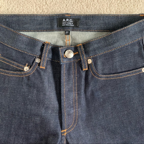 A.P.C. New Cure H Jean Tres Etroit Dark Wash Super Slim Raw Japanese Denim - Picture 6 of 12